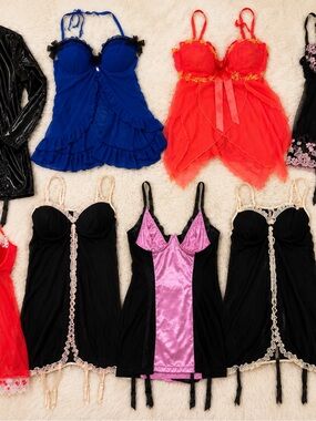 Blue Ruffled Babydoll Lingerie